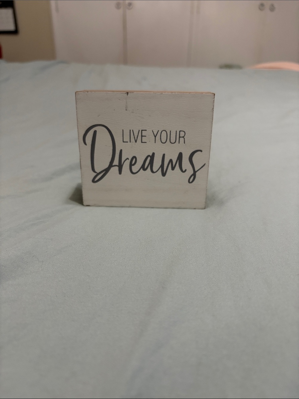 Live Your Dreams White Decorative Wood Block Sign